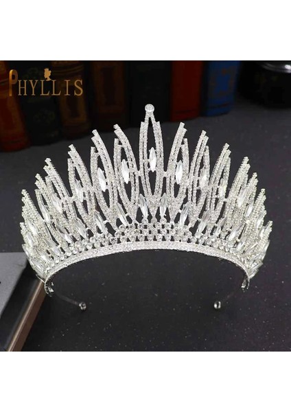 A281-S A268 Prenses Taç Yarışması Diadem Gelin Saç Takı Zirkon Düğün Başlığı Kraliçe Headdress Altın Kadın Tiara Kafa Bandı (Yurt Dışından)
