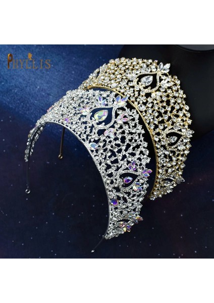 A281-S A268 Prenses Taç Yarışması Diadem Gelin Saç Takı Zirkon Düğün Başlığı Kraliçe Headdress Altın Kadın Tiara Kafa Bandı (Yurt Dışından) modelleri