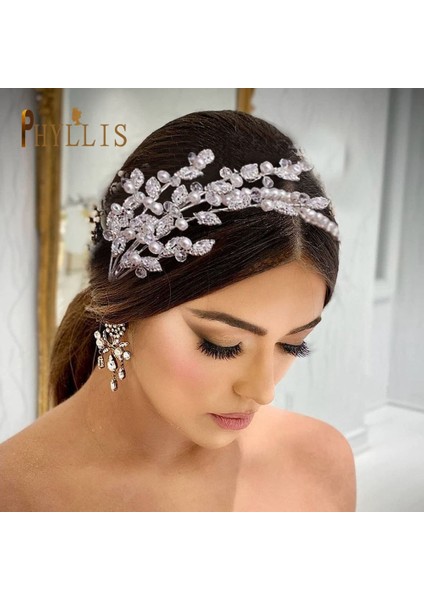 A408-G A115 Yapraklar Düğün Kafa Kristal Gelin Headdress Inci Kafa Çember Tasarım Başlığı Kadınlar Için Tiara Gelin Saç Aksesuarları (Yurt Dışından) modelleri