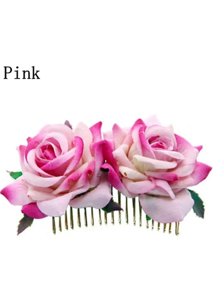 Pembe Whitered Rose Çiçek Saç Tarakları Düğün Gelin Moda Takı Kadınlar Balo Başlığı Charm Saç Aksesuarları Saç Dudakları (Yurt Dışından)