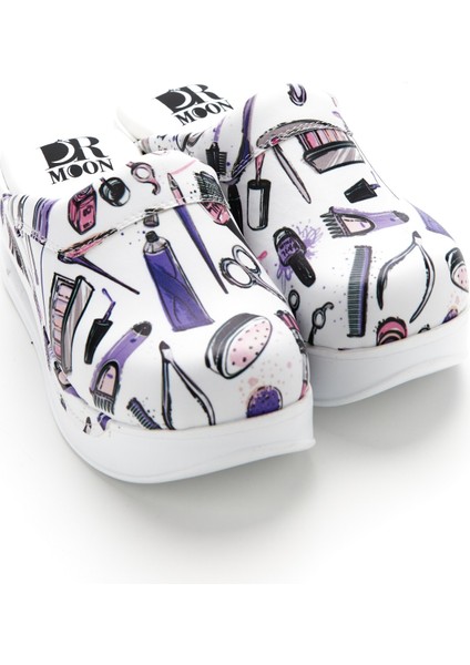 Makyaj Desenli Ortopedik Taban Hakiki Deri Sabo Terlik