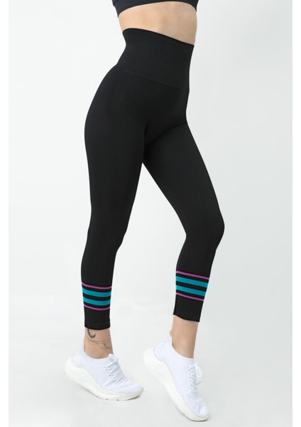 Renkli Çizgili Seamless Yüksek Bel Spor Tayt modelleri