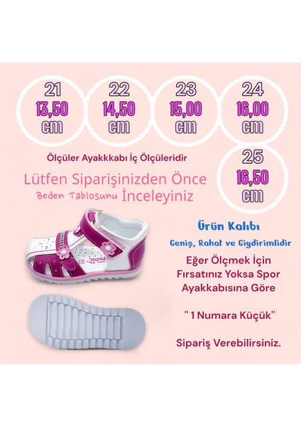 Ortopedik Kız Bebek Sandaleti KBTKL2407 Beyaz Fuşya 24