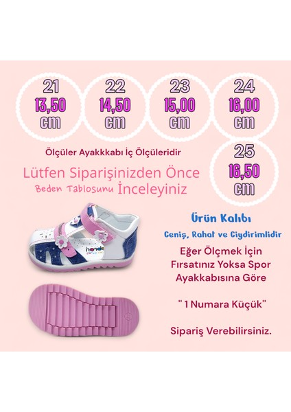 Ortopedik Kız Bebek Sandaleti KBTKL2407 Kot Mavi Beyaz 24