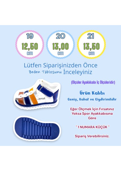 Ortopedik İlk Adım Erkek Bebek Sandaleti EİAGCM2406 Beyaz Lacivert Sarı 21