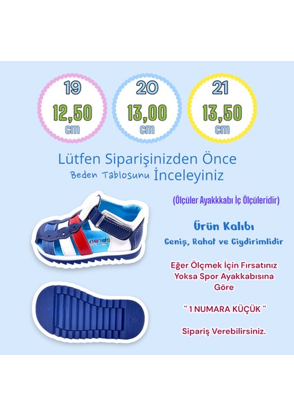 Ortopedik İlk Adım Erkek Bebek Sandaleti EİAGCM2406 Lacivert Beyaz Kırmızı 20