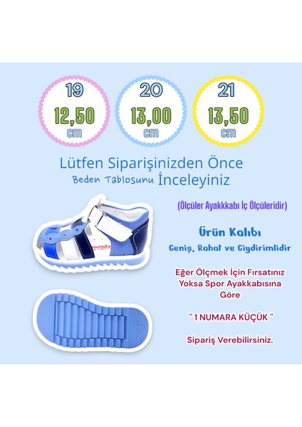 Ortopedik İlk Adım Erkek Bebek Sandaleti EİAGCM2406 Mavi Lacivert Beyaz 21