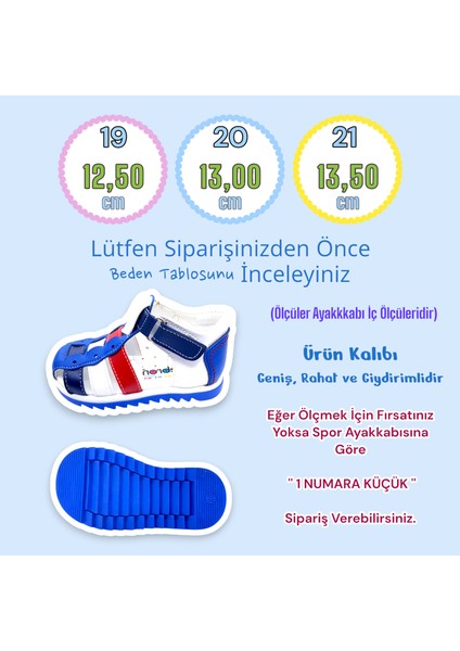 Ortopedik İlk Adım Erkek Bebek Sandaleti EİAGCM2406 Saks Kırmızı Beyaz 20