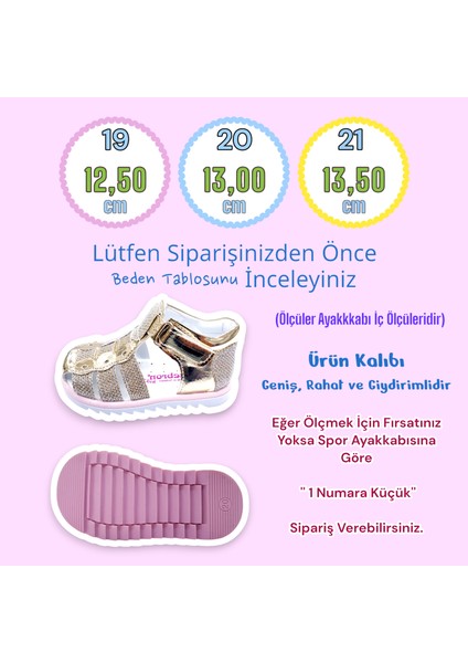 Ortopedik İlk Adım Kız Bebek Sandaleti KİAGCM2406 Gold 19