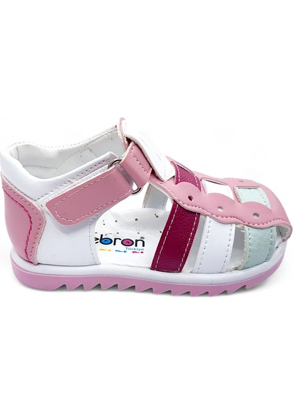 Ortopedik İlk Adım Kız Bebek Sandaleti KİAGCM2406 Gülkurusu Beyaz Yeşil 21