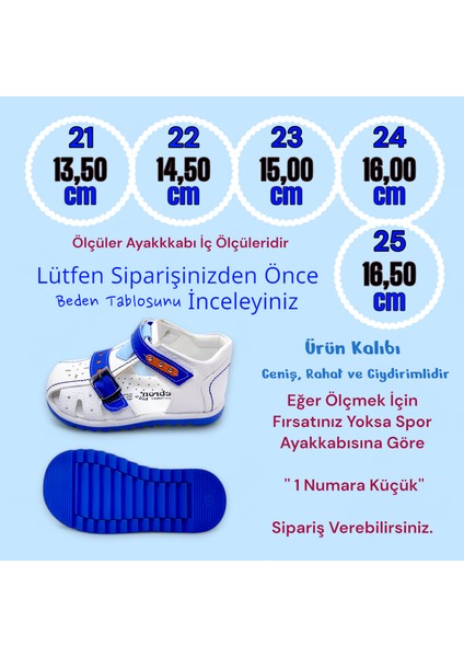 Ortopedik Erkek Bebek Sandaleti EBTKL2407 Beyaz Saks 21