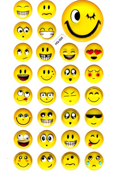 Sticker Kabartmalı Stiker Defter Planlayıcı Etiket (HQ005)-18X10 Cm- Komik Emoji
