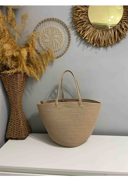 Jüt Hasır Görünümlü Plaj Çantası Jüt Kol Çantası indirimleri