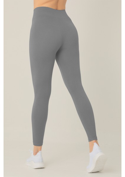Seamless Dikişsiz Örme Yüksek Bel Sporcu Tayt