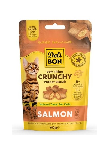 Chrunchy Içi Dolgulu Somonlu Kedi Ödül Bisküvisi 60 gr