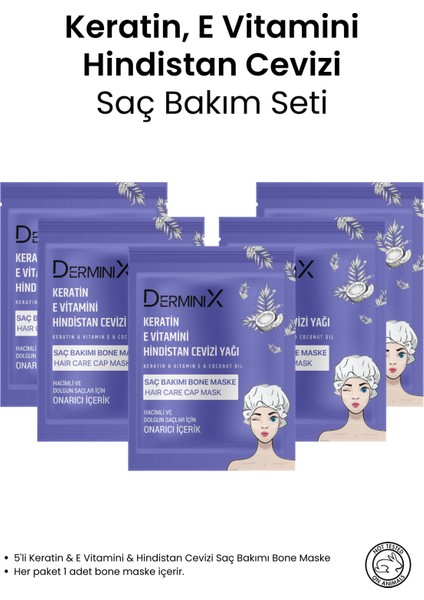 Keratin ve E Vitamini Hindistan Cevizi Yağı Bone Saç Maskesi Seti 5'li Set