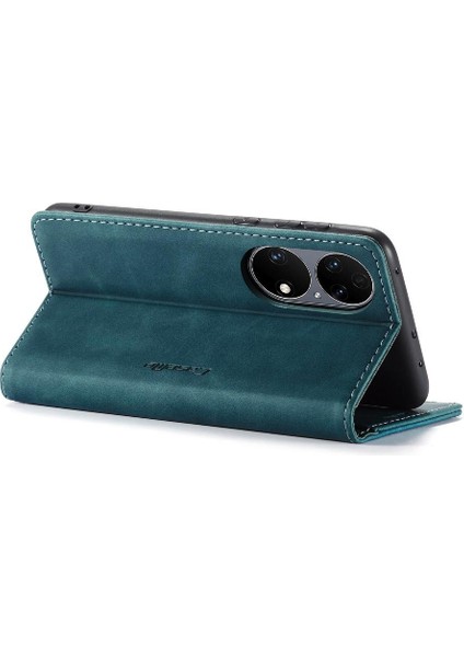 Huawei P50 Manyetik Kapatma Darbeye Vintage Pu Deri Için Flip Case (Yurt Dışından)