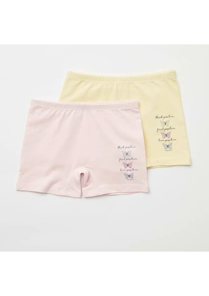 Organik Boxer Likralı Positive Butterfly 2li Pembe - Sarı