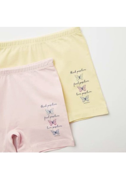 Organik Boxer Likralı Positive Butterfly 2li Pembe - Sarı