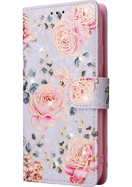 Ile Uyumlu iPhone 13 Mini Vaka Retro Yaldızlı Kırmızı Gül Çiçek Manyetik Pu Deri Rfıd Engelleme Flip Kart Yuvaları Tutucu Cüzdan Kapağı (Yurt Dışından) fiyatları