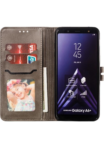 Samsung Galaxy A6 Artı 2018 Kart Tutucu Manyetik Kapatma Için Cüzdan Kılıf (Yurt Dışından)