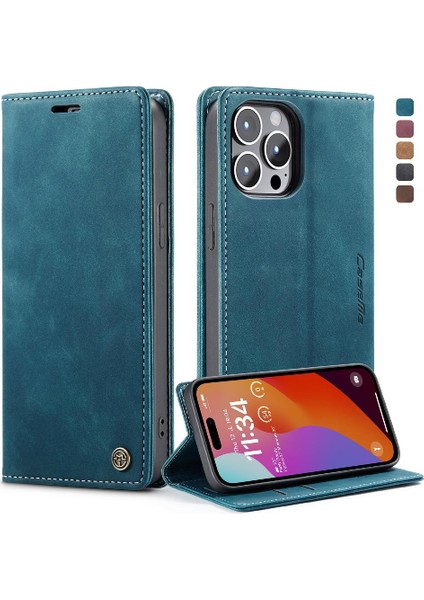 Iphone 15 Için Flip Case Pro Flip Folio Kitap Vintage Pu Deri Cüzdan Kılıf (Yurt Dışından)