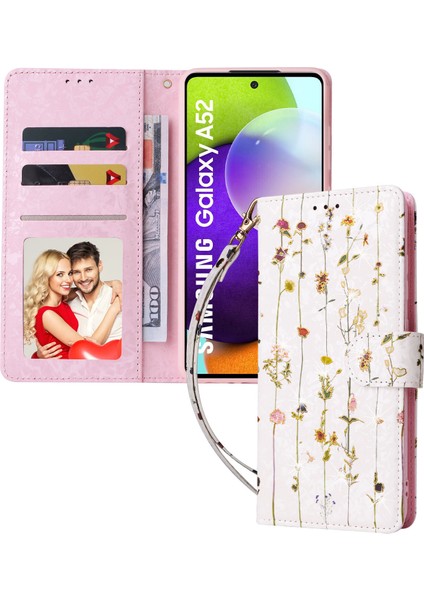 Ile Uyumlu Samsung Galaxy A52S 5g Vaka Retro Yaldızlı Kırmızı Gül Çiçek Manyetik Pu Deri Rfıd Engelleme Flip Kart Yuvaları Tutucu Cüzdan Kapağı (Yurt Dışından)