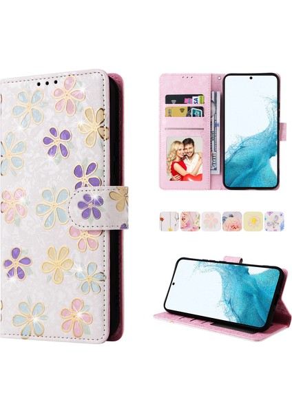 Ile Uyumlu Samsung Galaxy S23 Fe 5g Vaka Retro Yaldızlı Kırmızı Gül Çiçek Manyetik Pu Deri Rfıd Engelleme Flip Kart Yuvaları Tutucu Cüzdan Kapağı (Yurt Dışından)