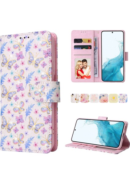 Ile Uyumlu Samsung Galaxy S22 5g Vaka Retro Yaldızlı Kırmızı Gül Çiçek Manyetik Pu Deri Rfıd Engelleme Flip Kart Yuvaları Tutucu Cüzdan Kapağı (Yurt Dışından) fırsatları