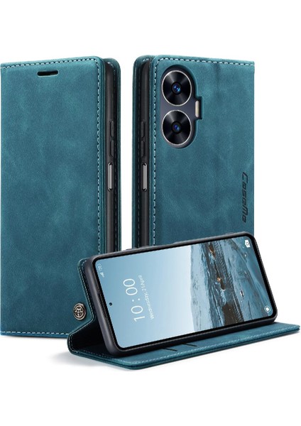 Realme C55 Durumda Kart Yuvası Için Flip Case Kickstand Flip Folio Kitap Manyetik (Yurt Dışından)