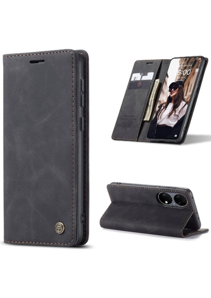 Huawei P50 Pro Manyetik Kapatma Darbeye Durumda Kart Yuvası Pu Için Flip Case (Yurt Dışından)