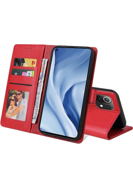Xiaomi 11 Lite Darbeye Kickstand Premium Deri 4 Için Flip Case (Yurt Dışından)