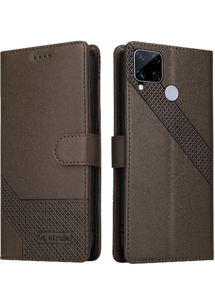 Realme C15 Darbeye 4 Köşe Koruma Kickstand Üç Için Flip Case (Yurt Dışından)