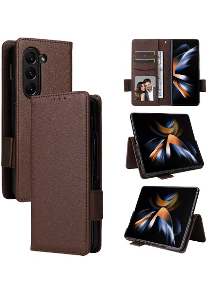 Samsung Galaxy Z Için Kılıf Fold 5 Cüzdan Yan Toka Manyetik Pu Deri (Yurt Dışından)