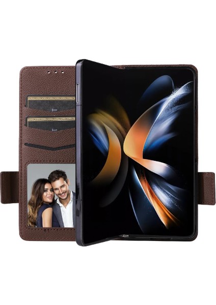Samsung Galaxy Z Için Kılıf Fold 5 Cüzdan Yan Toka Manyetik Pu Deri (Yurt Dışından)