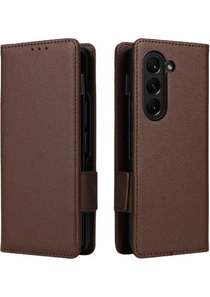 Samsung Galaxy Z Için Kılıf Fold 5 Cüzdan Yan Toka Manyetik Pu Deri (Yurt Dışından)