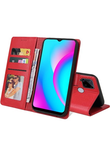 Realme C15 Darbeye 4 Köşe Koruma Kickstand Üç Için Flip Case (Yurt Dışından)