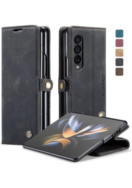 Samsung Galaxy Z Için Flip Case Fold 4 5g Vintage Pu Deri Cüzdan Kılıf (Yurt Dışından)