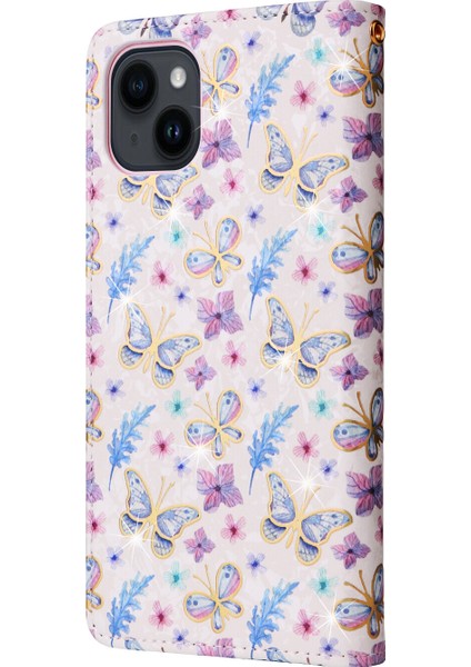 Ile Uyumlu iPhone 15 Vaka Retro Yaldızlı Kırmızı Gül Çiçek Manyetik Pu Deri Rfıd Engelleme Flip Kart Yuvaları Tutucu Cüzdan Kapağı (Yurt Dışından) fırsatları