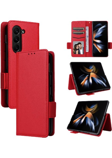Samsung Galaxy Z Için Kılıf Fold 5 Cüzdan Yan Toka Manyetik Pu Deri (Yurt Dışından)