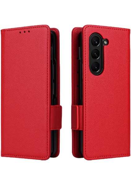 Samsung Galaxy Z Için Kılıf Fold 5 Cüzdan Yan Toka Manyetik Pu Deri (Yurt Dışından)
