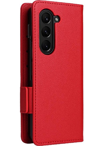 Samsung Galaxy Z Için Kılıf Fold 5 Cüzdan Yan Toka Manyetik Pu Deri (Yurt Dışından)