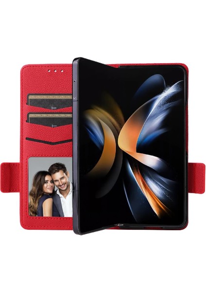 Samsung Galaxy Z Için Kılıf Fold 5 Cüzdan Yan Toka Manyetik Pu Deri (Yurt Dışından)
