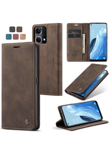 Oppo Oppo 7 4g Için Flip Case Vintage Pu Deri Cüzdan Manyetik Kapatma (Yurt Dışından)