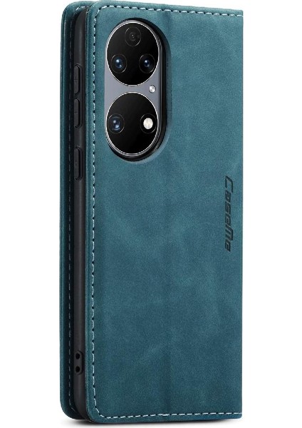 Huawei P50 Pro Manyetik Kapatma Darbeye Durumda Kart Yuvası Pu Için Flip Case (Yurt Dışından)