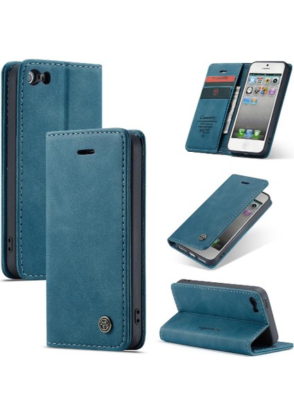 Iphone 5s Için Flip Case Vintage Pu Deri Cüzdan Flip Folio Kitap Manyetik (Yurt Dışından)