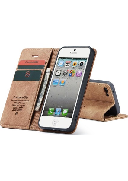 Iphone 5s Için Flip Case Vintage Pu Deri Cüzdan Flip Folio Kitap Manyetik (Yurt Dışından)