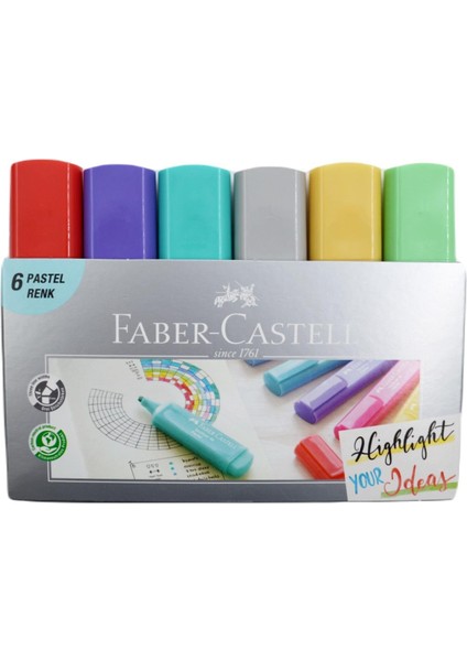 18'li Fosforlu Kalem Seti (6 Metalik+6 Pastel+6 Floresan)