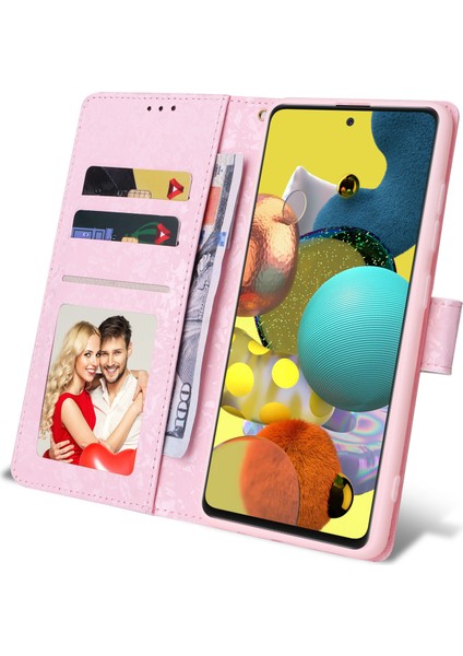 Ile Uyumlu Samsung Galaxy A51 4g Vaka Retro Yaldızlı Kırmızı Gül Çiçek Manyetik Pu Deri Rfıd Engelleme Flip Kart Yuvaları Tutucu Cüzdan Kapağı (Yurt Dışından) fırsatları