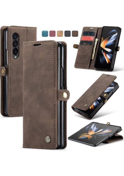 Samsung Galaxy Z Için Flip Case Fold 4 5g Vintage Pu Deri Cüzdan Kılıf (Yurt Dışından)